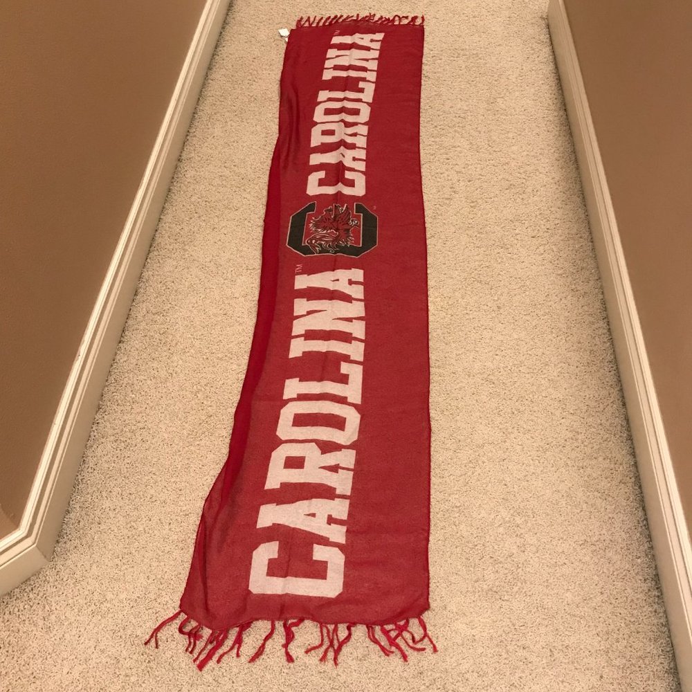 University of South Carolina Women's XL Scarf Sheer L78xW18" Logo w tassels NEW